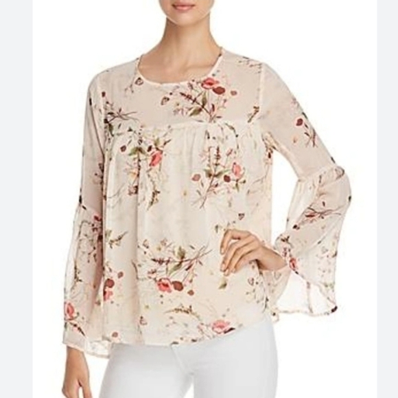 BOEAU RAYES FLORAL-PRINT BELL-SLEEVE TOP IN BOTANICAL PRINT - Picture 1 of 10
